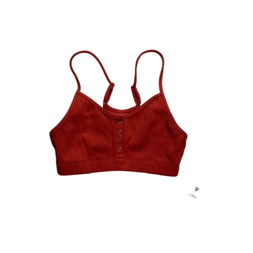 PacSun Sports Bra‎ Womens Small Red New Henley Ribbed Activewear Bralette
